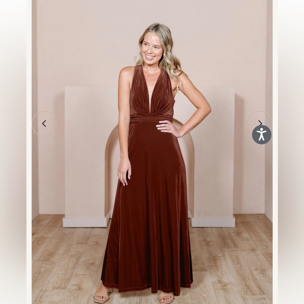Revelry Dylan Velvet Dress - TERRACOTTA